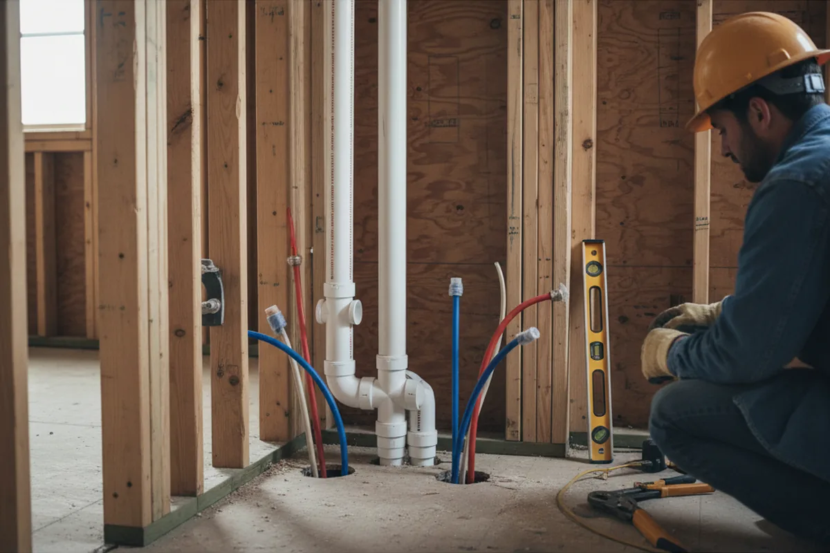Drain and supply rough-in during Leak Detection in San Gabriel