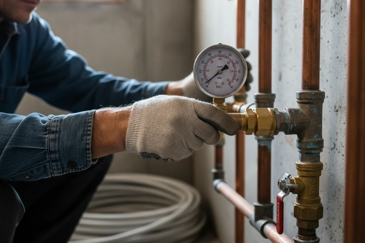 Pressure testing a repaired line during Water Line Repair in San Gabriel